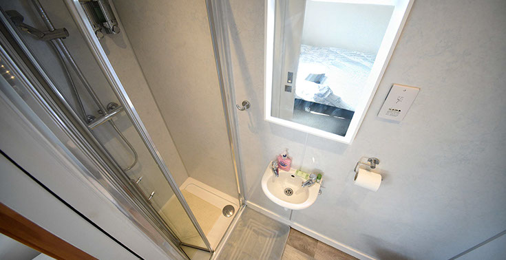 Kenmore Bed and Breakfast accommodation contains an en suite shower room with heated towel rail and anti steam mirror