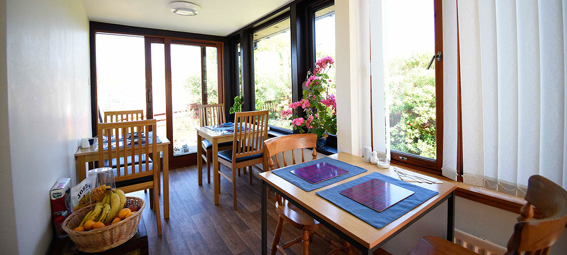 Our bed and breakfast accommodation in Portree contains a spacious dining room with breakfast included in your room rate