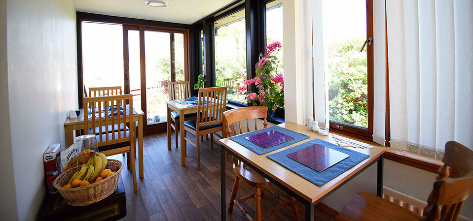 Our bed and breakfast accommodation in Portree contains a spacious dining room with breakfast included in your room rate